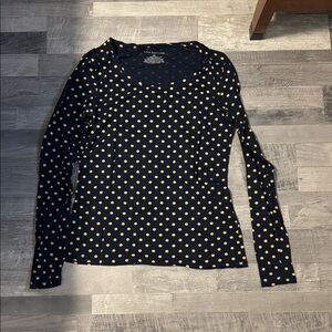 Ann Taylor Black and Gold Polka Dot Top